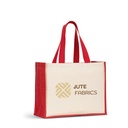 HELSINQUE COLOUR. Borsa in tela (320 g/m²), con fondo e fianchi in iuta laminata (350 g/m²) colorata