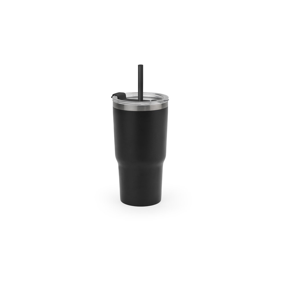JOYNER M. Tazza da viaggio compatta in acciaio inossidabile (riciclata al 91%) con doppia parete isolata sottovuoto e finitura opaca da 600 ml