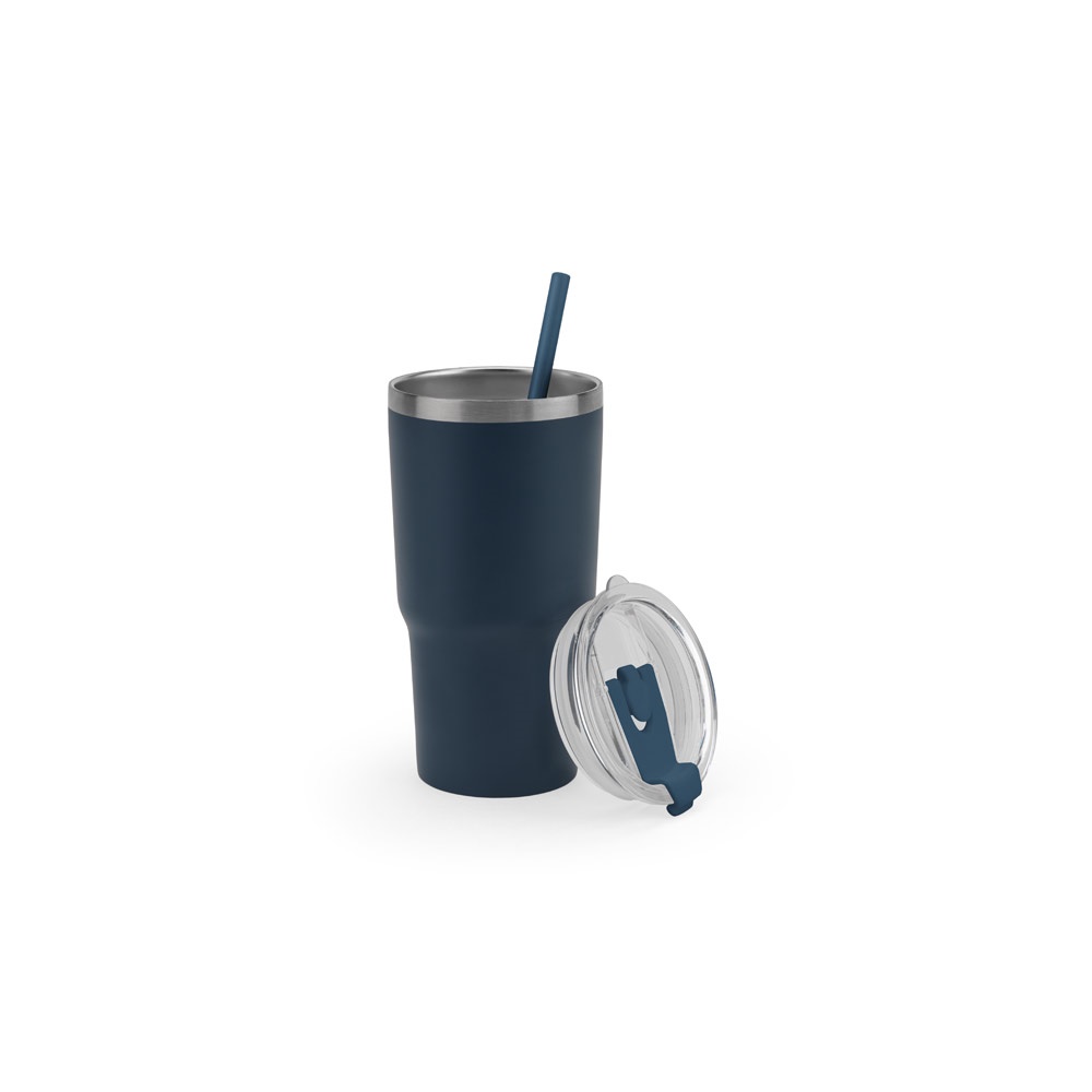 JOYNER M. Tazza da viaggio compatta in acciaio inossidabile (riciclata al 91%) con doppia parete isolata sottovuoto e finitura opaca da 600 ml
