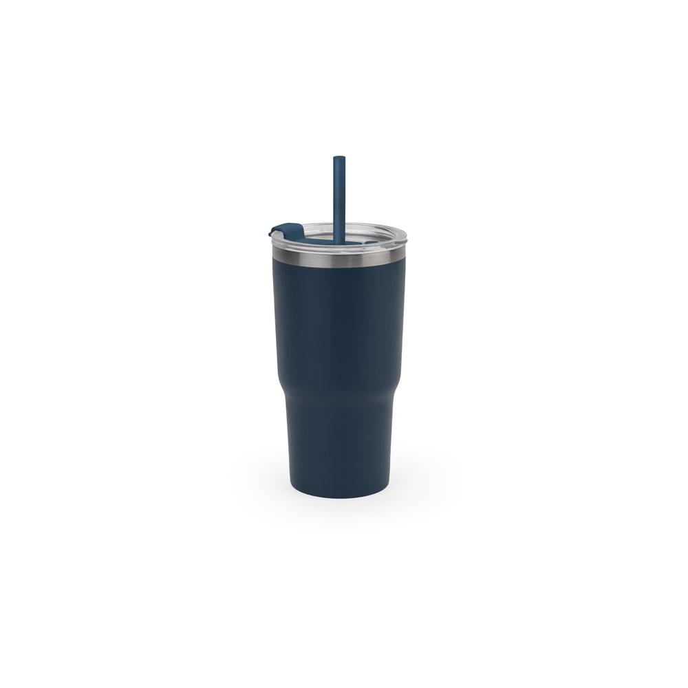 JOYNER M. Tazza da viaggio compatta in acciaio inossidabile (riciclata al 91%) con doppia parete isolata sottovuoto e finitura opaca da 600 ml
