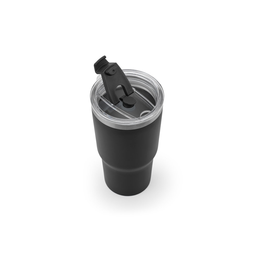 JOYNER M. Tazza da viaggio compatta in acciaio inossidabile (riciclata al 91%) con doppia parete isolata sottovuoto e finitura opaca da 600 ml