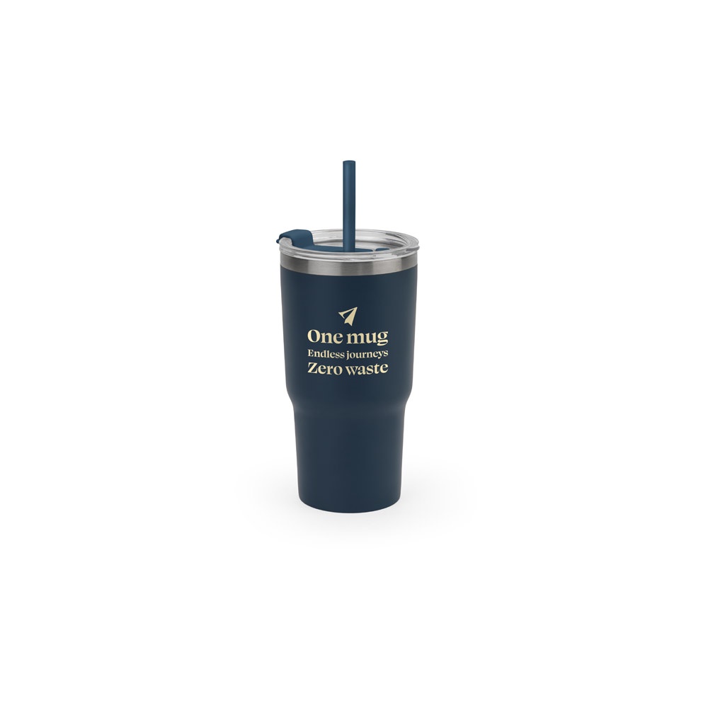 JOYNER M. Tazza da viaggio compatta in acciaio inossidabile (riciclata al 91%) con doppia parete isolata sottovuoto e finitura opaca da 600 ml