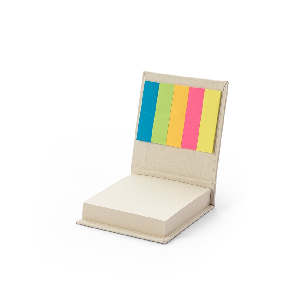 KAIRON. Set da ufficio 2 in 1, realizzato con carta riciclata al 100%, con 6 blocchi note adesivi