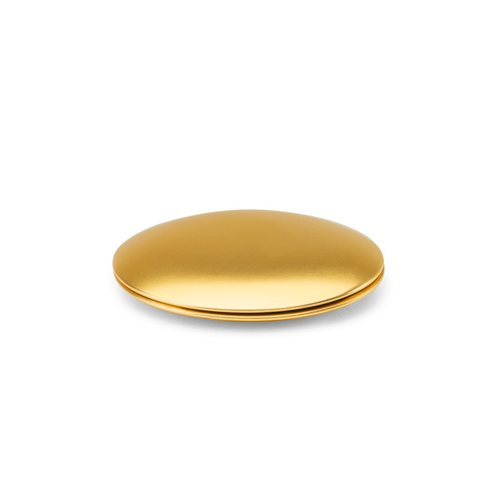 KAYLA. Specchio rotondo bifacciale in alluminiocon chiusura magnetica