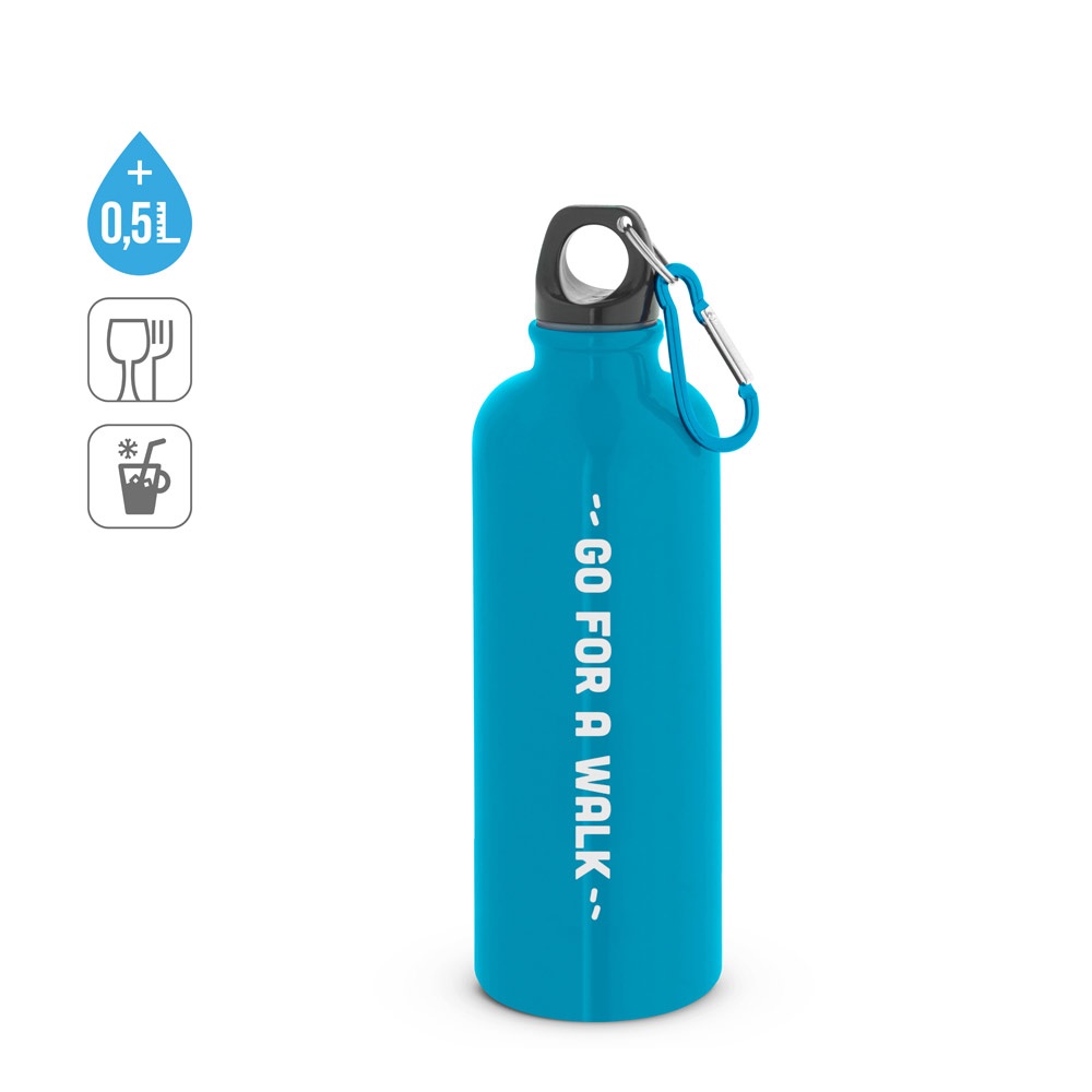 KELCE. Borraccia in acciaio inossidabile con parete singola e moschettone 550 ml
