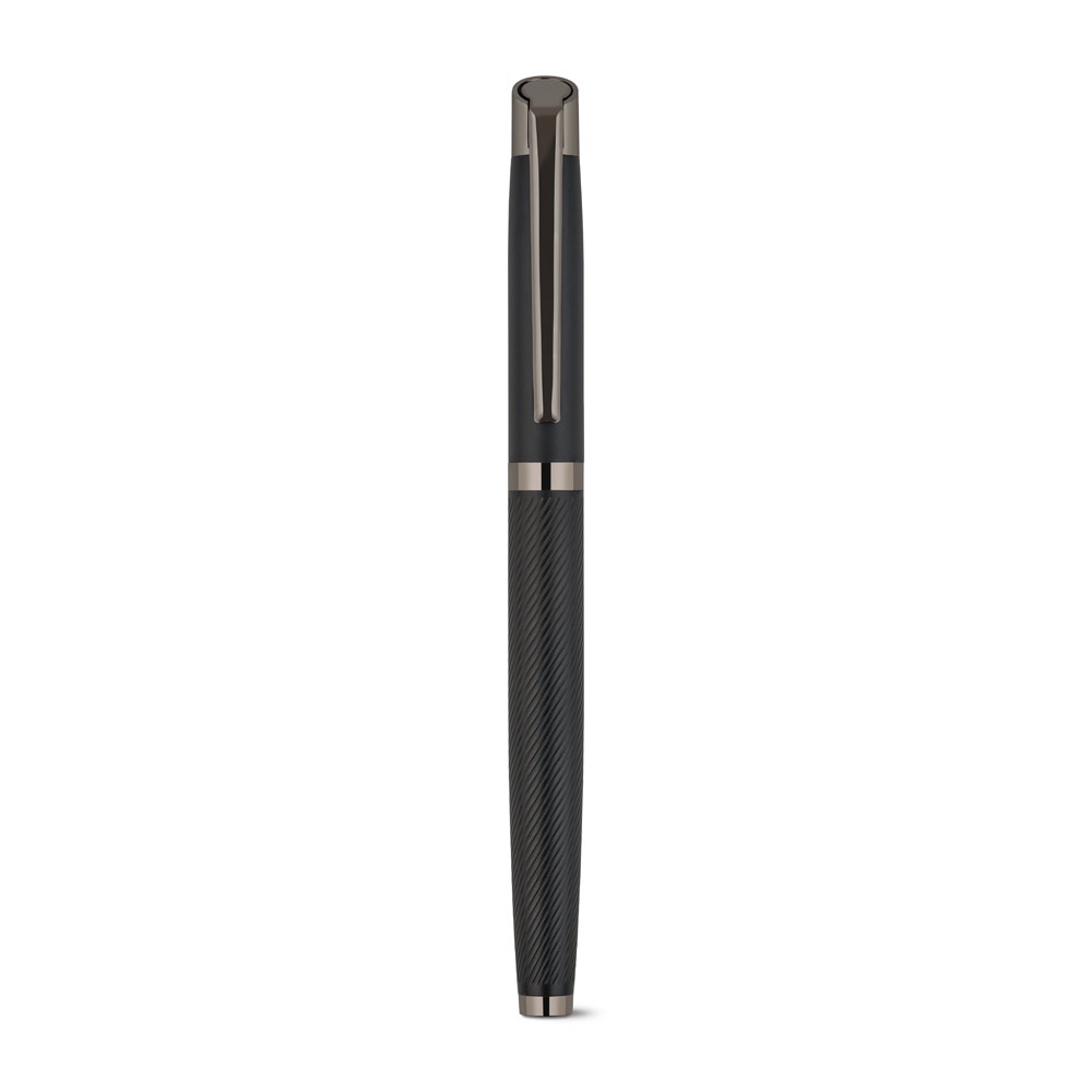 KINGSLEY. Set composto da 1 penna a sfera e 1 penna roller in alluminio, con inchiostro blu Dokumental®