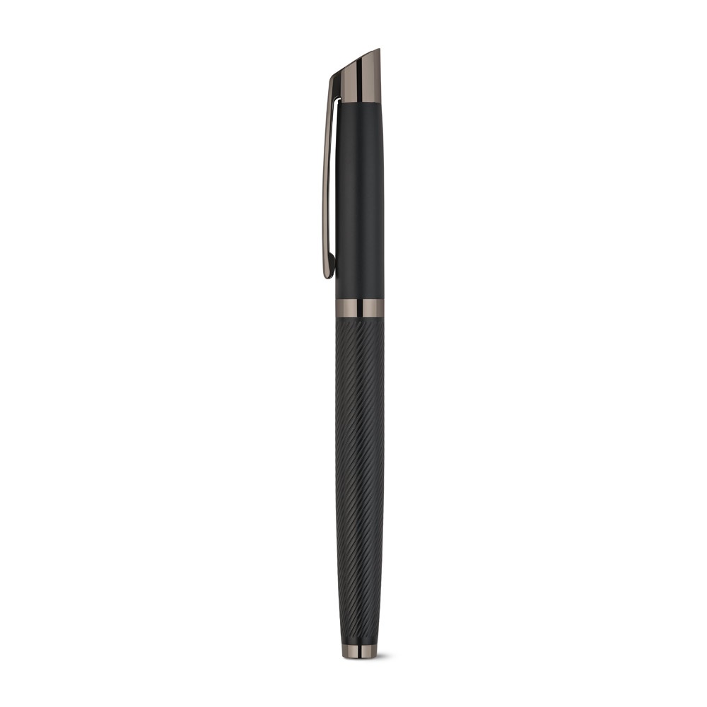 KINGSLEY. Set composto da 1 penna a sfera e 1 penna roller in alluminio, con inchiostro blu Dokumental®