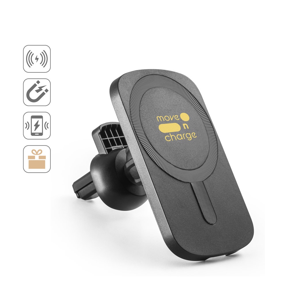 KOCH. Supporto per smartphone da auto con caricatore magnetico wireless 15W in ABS riciclato (100% rABS)