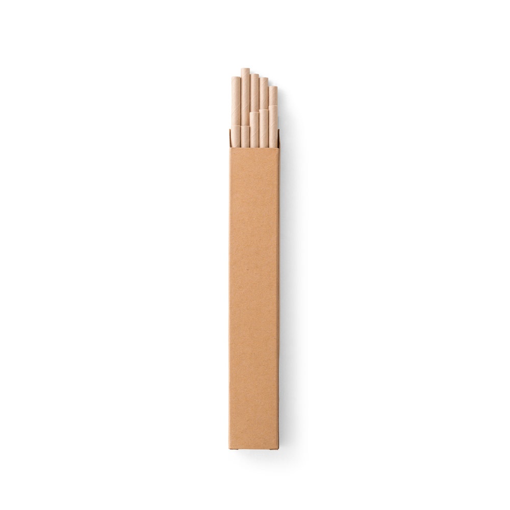 LAMONE. Set di 10 cannucce in carta kraft