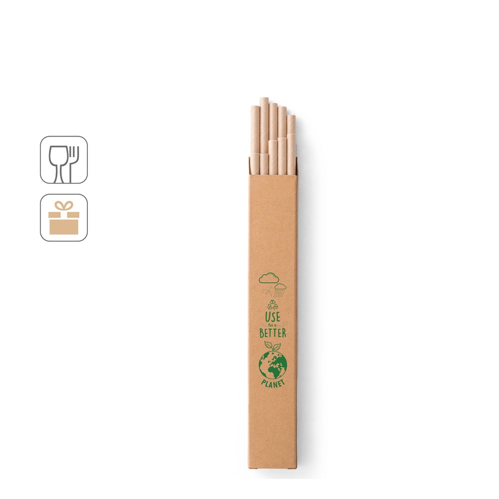 LAMONE. Set di 10 cannucce in carta kraft
