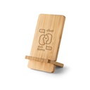 LANGE. Supporto per smartphone con caricatore wireless superveloce da 15W in bambù