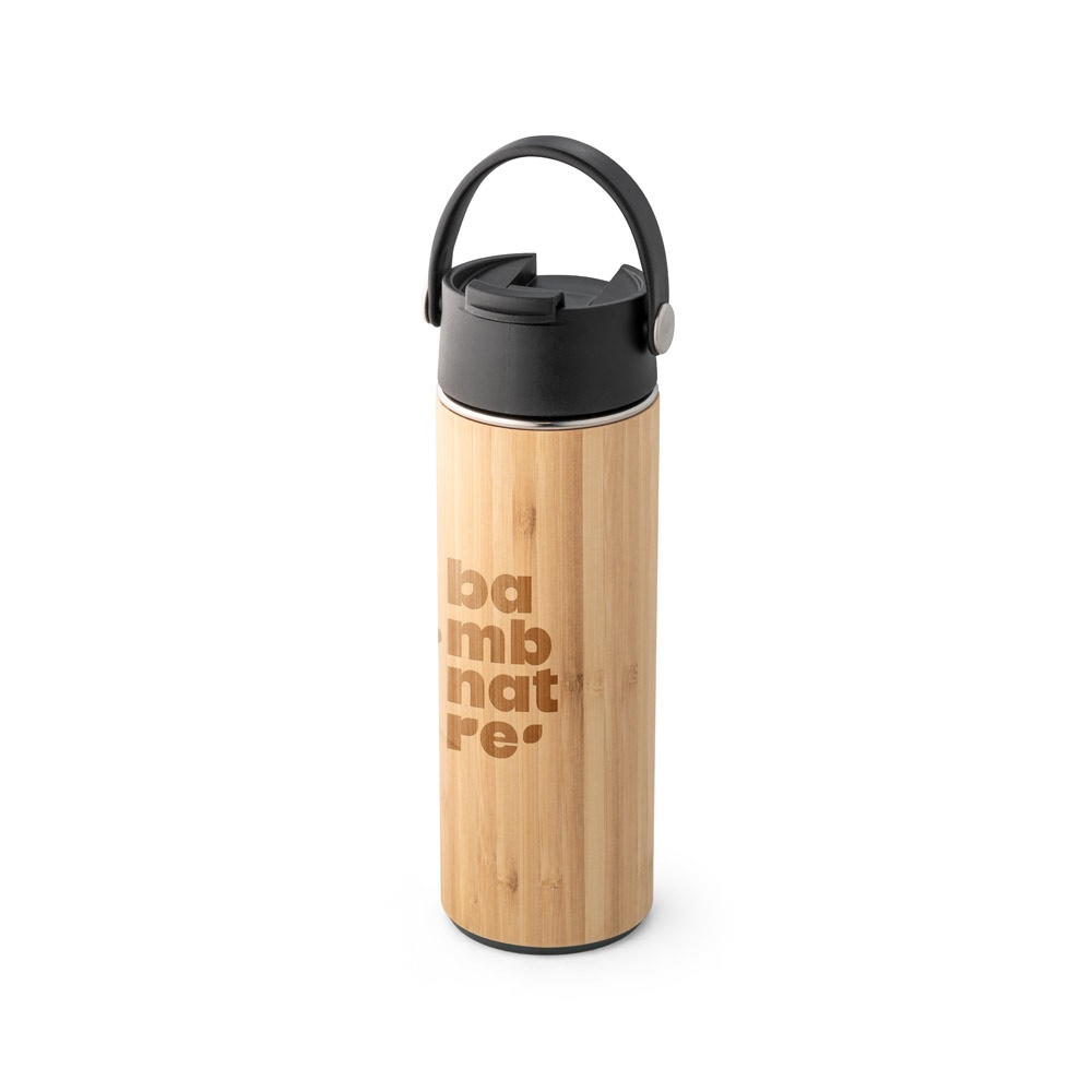 LAVER. Borraccia termica in bambù, PP e acciaio inox 440 mL