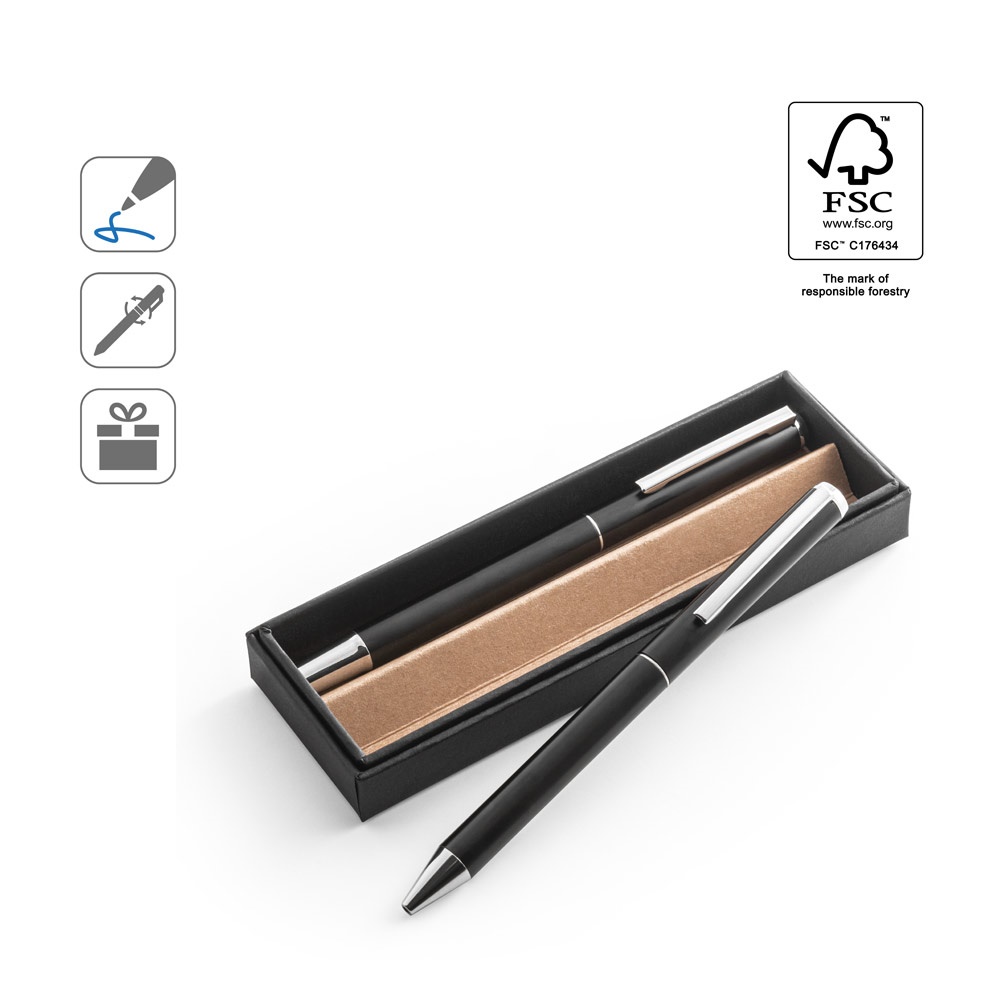 LEAH. Set penna roller e penna a sfera in alluminio (rispettivamente al 94% e al 94%) con clip