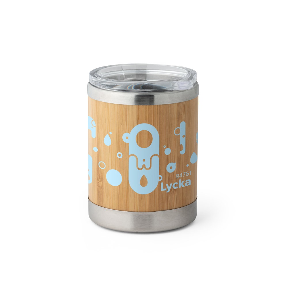 LYCKA. Bicchiere in acciaio inox e bambù 350 mL