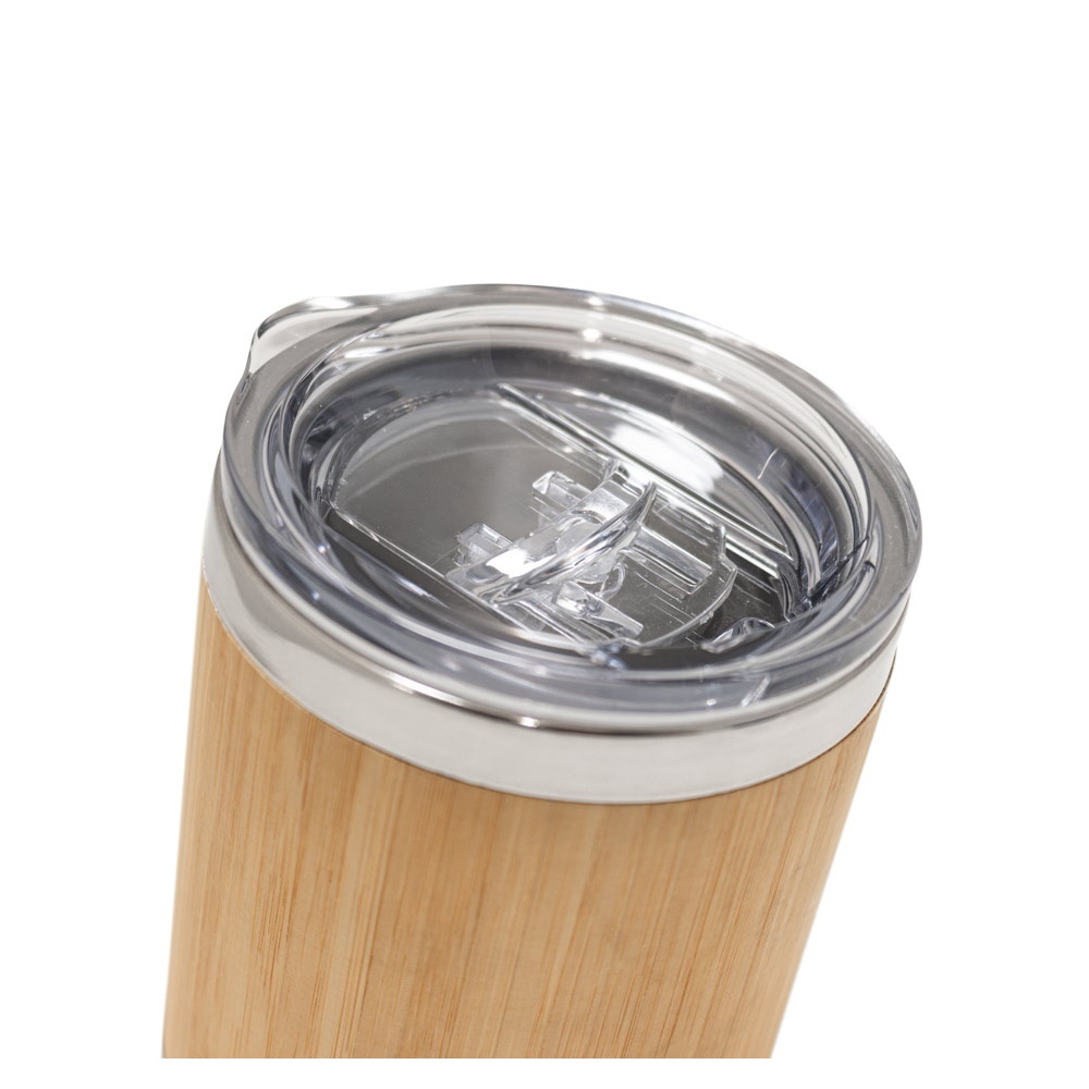 LYCKA. Bicchiere in acciaio inox e bambù 350 mL