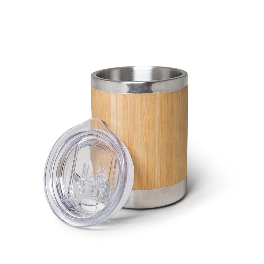 LYCKA. Bicchiere in acciaio inox e bambù 350 mL