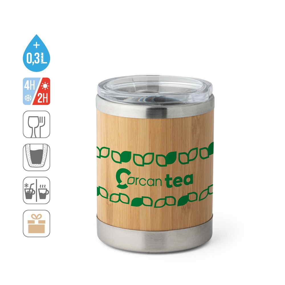 LYCKA. Bicchiere in acciaio inox e bambù 350 mL