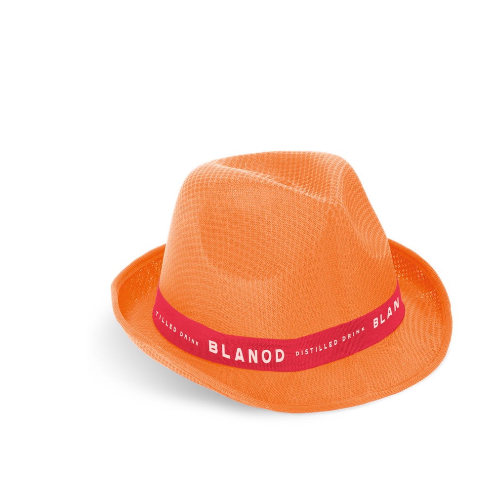 MANOLO POLI. Cappello in PP con nastro in poliestere bianco
