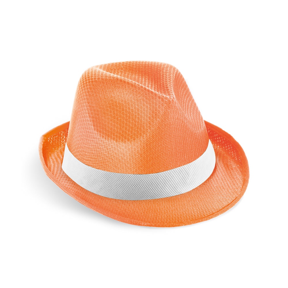 MANOLO POLI. Cappello in PP con nastro in poliestere bianco