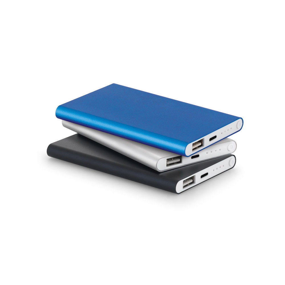 MARCET. Power bank slim da 4'000 mAh in ABS riciclato (70% rABS) e alluminio riciclato (30% rAL)