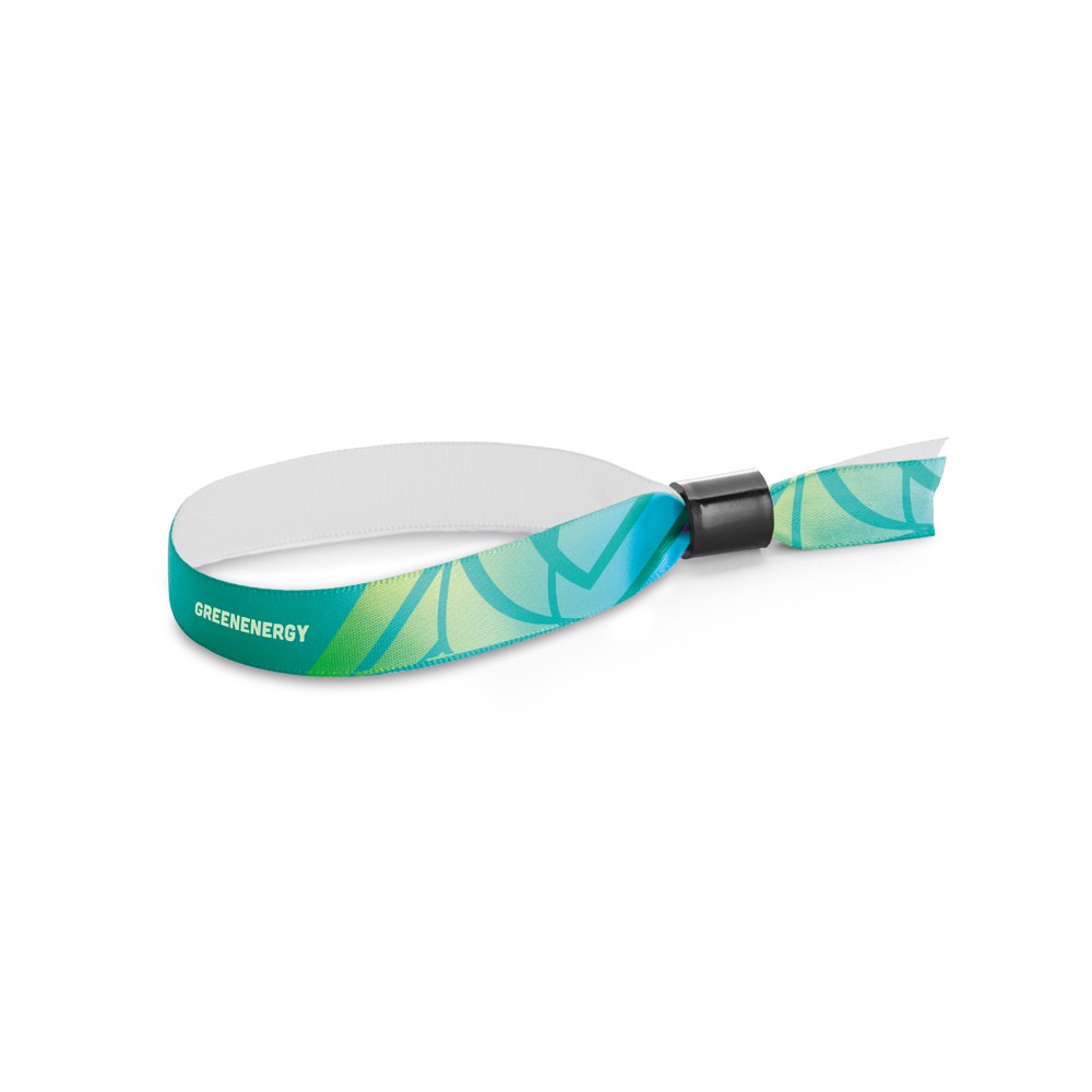MENDOZA. SET Lanyard SUBLIMATION Slim I (15 mm) bracciale in poliestere con chiusura di sicurezza