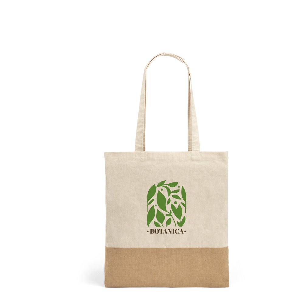 MERCAT. Borsa in cotone 100% (160 g/m²) con dettaglio in imitazione iuta