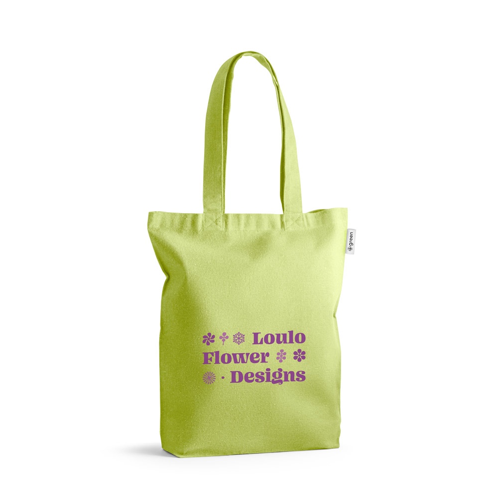 MERIDA. Borsa (220 g/m²) in cotone (50%), cotone riciclato (30%) e poliestere (20% rPET)