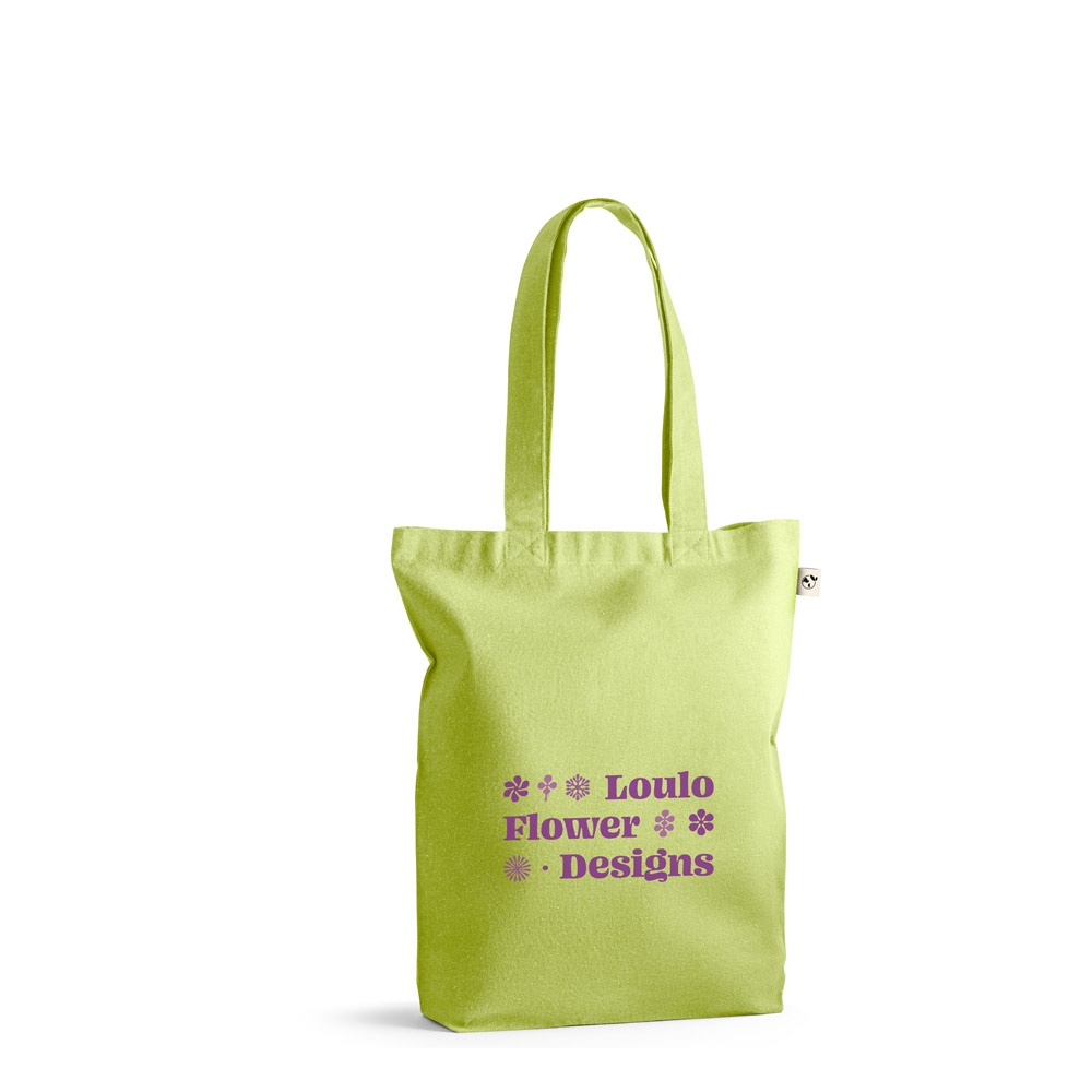 MERIDA. Borsa (220 g/m²) in cotone (50%), cotone riciclato (30%) e poliestere (20% rPET)