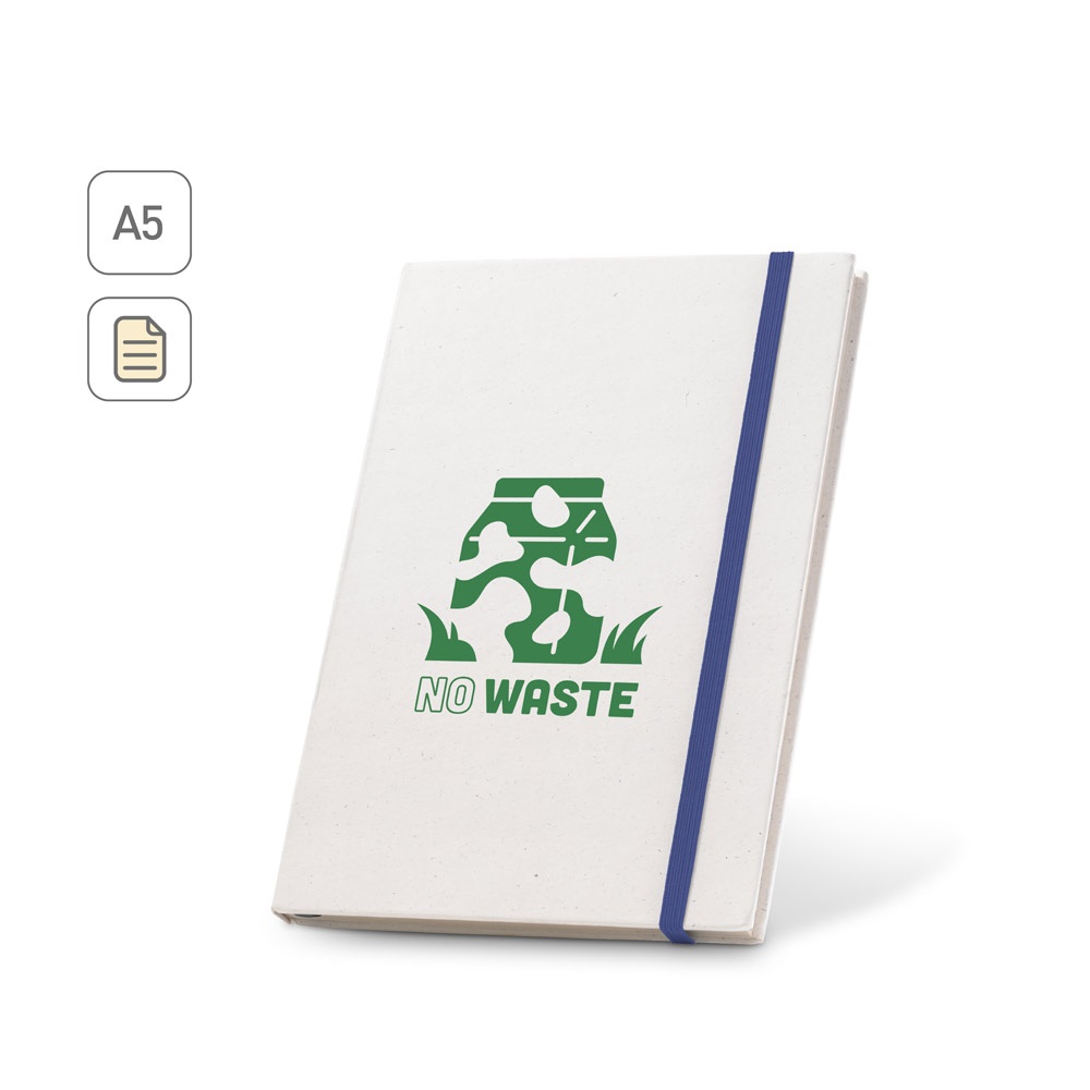 MILKY. Blocco note A5 con copertina rigida in carta riciclata al 100%
