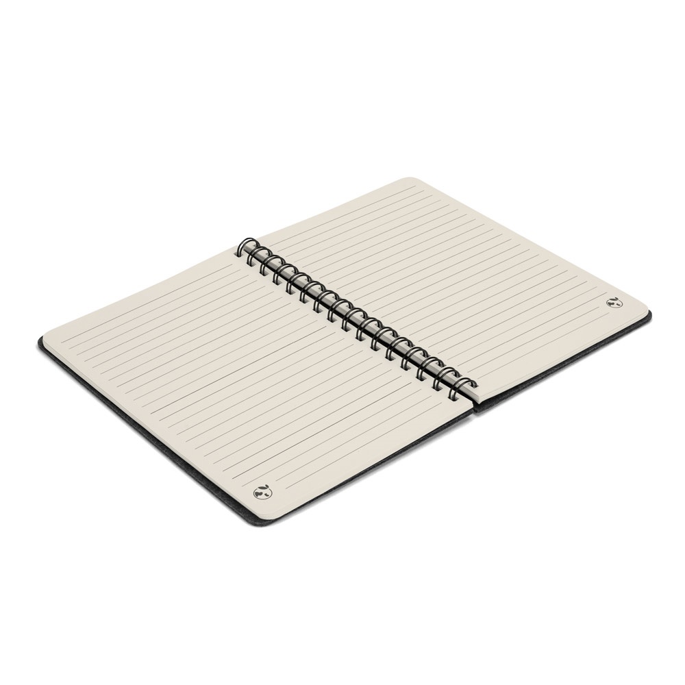 MISHIMA. Block notes A5 con copertina semirigida in feltro riciclato (100% rPET) , con spirale e pagine a righe
