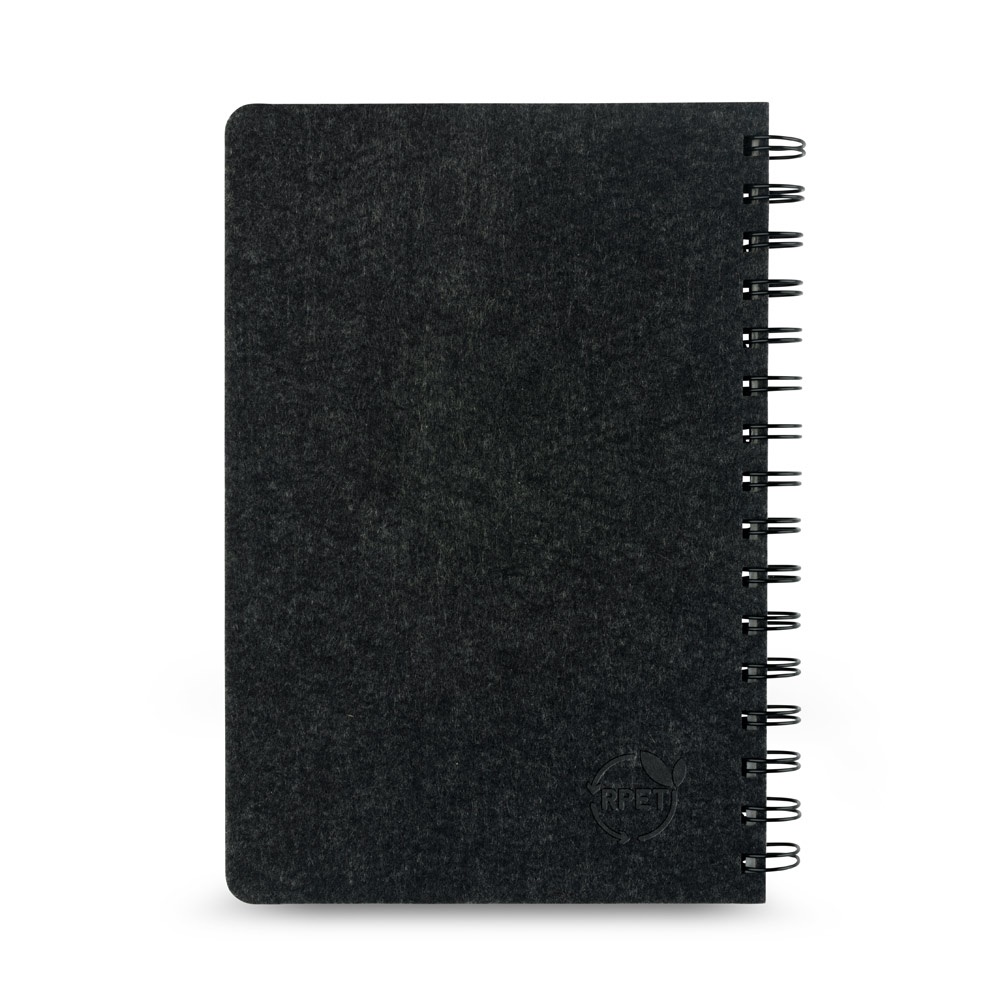 MISHIMA. Block notes A5 con copertina semirigida in feltro riciclato (100% rPET) , con spirale e pagine a righe