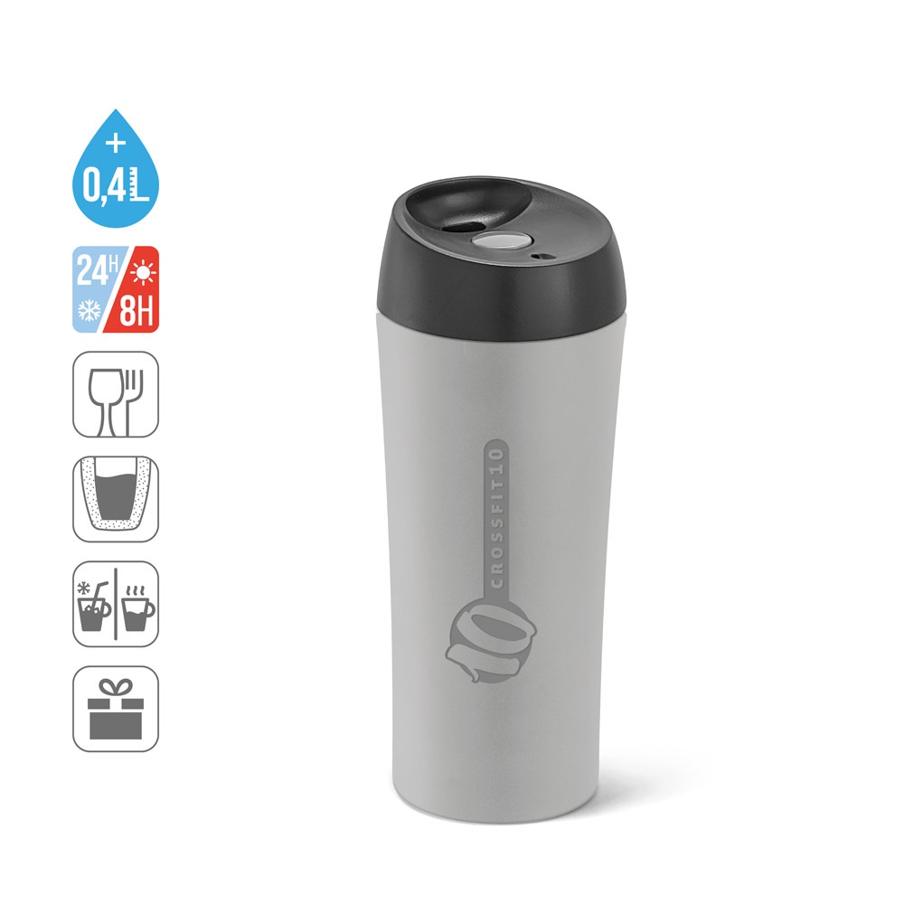 MONARDA. Bicchiere da viaggio in acciaio inox e PP 470 mL