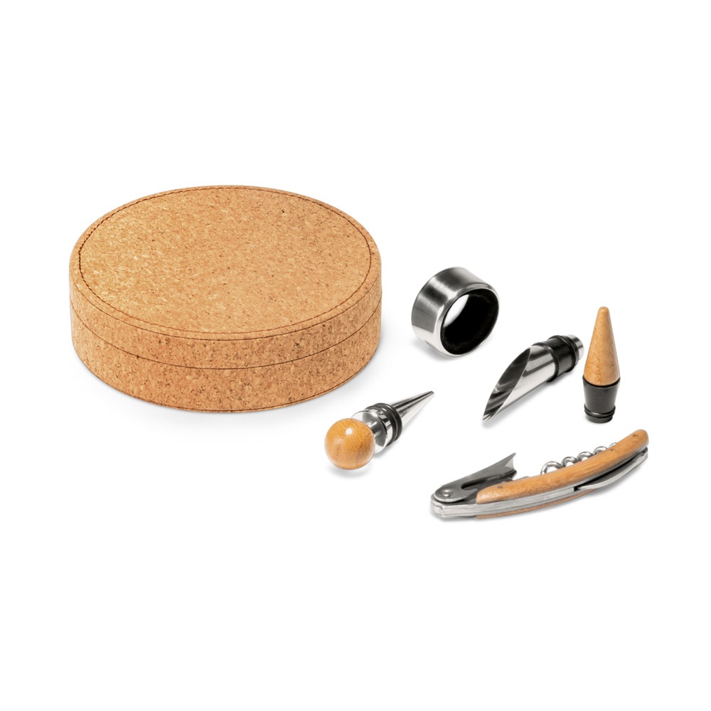 MORETO. Set da vino con 4 utensili in bambù, acciaio inossidabile e ABS