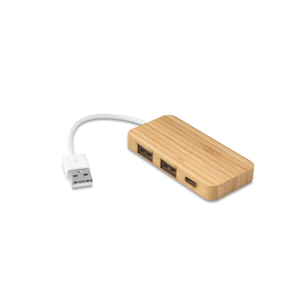 MOSER. HUB con 2 porte USB-A e 1 USB-C in bambù