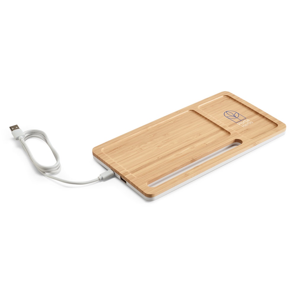 MOTT. Organizer da tavolo con caricatore wireless da 15W in bambù e ABS