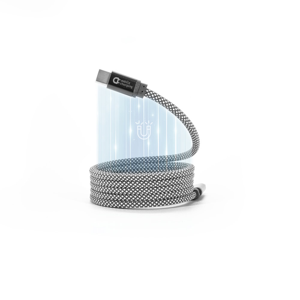NADELLA. Cavo da USB-C a USB-C (60 W), con cordone intrecciato in poliestere e sistema magnetico per un avvolgimento agevole
