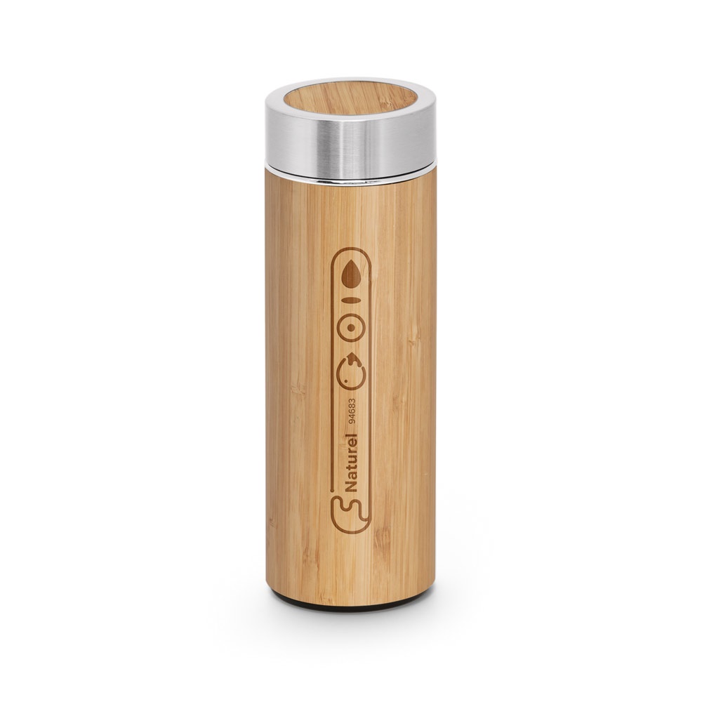 NATUREL. Borraccia termica in bambù e acciaio inox (90% riciclato) 430 mL