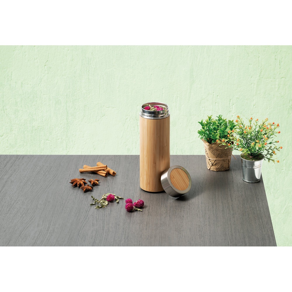 NATUREL. Borraccia termica in bambù e acciaio inox (90% riciclato) 430 mL