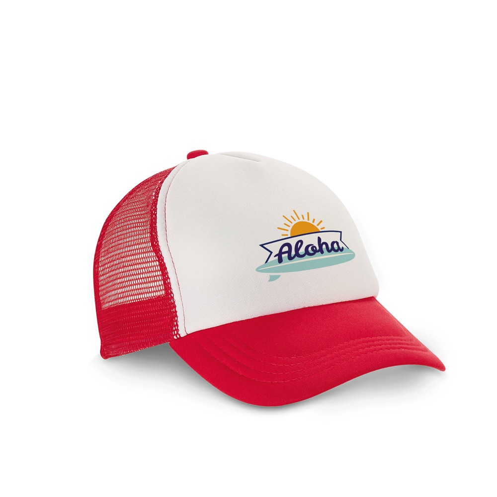 NICOLA. Cappellino in poliestere e rete (150 g/m²)