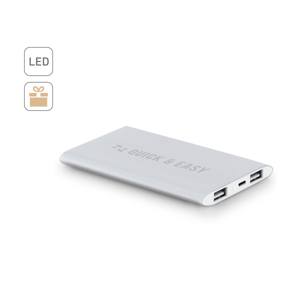 NOBEL. Power bank 7'200 mAh in alluminio riciclato (100% rAL)