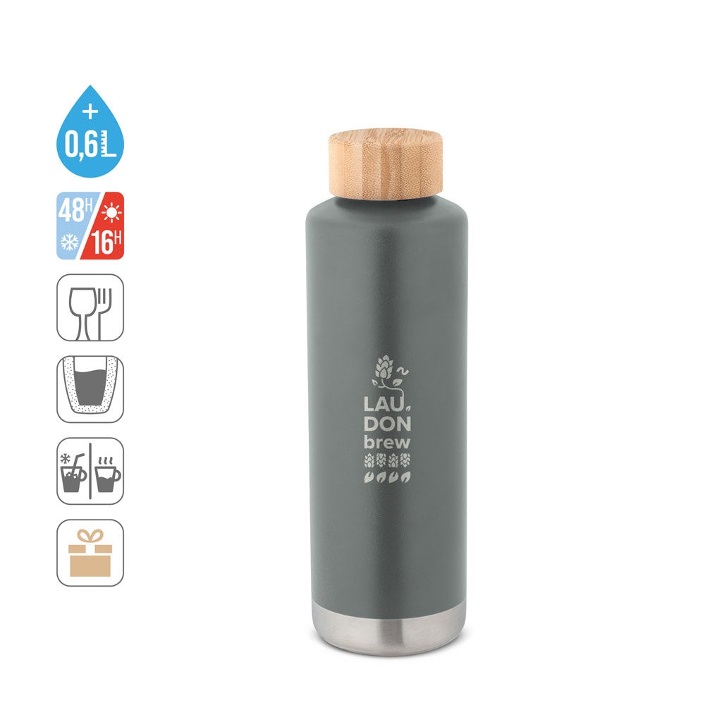 NORRE BOTTLE. Borraccia in acciaio inox (riciclata al 36%) con doppio corpo e sistema sottovuoto 640 mL