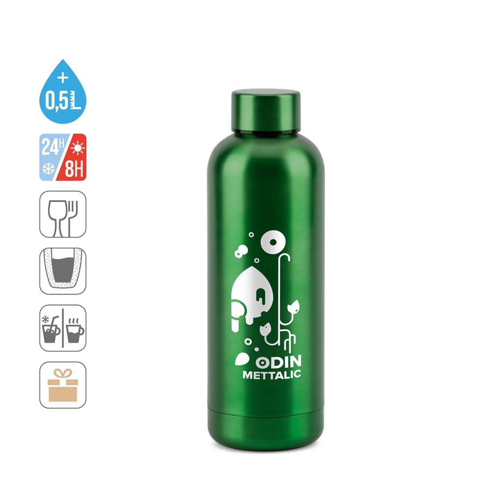 ODIN METTALIC. Borraccia in acciaio inox riciclato al 90% 550 mL