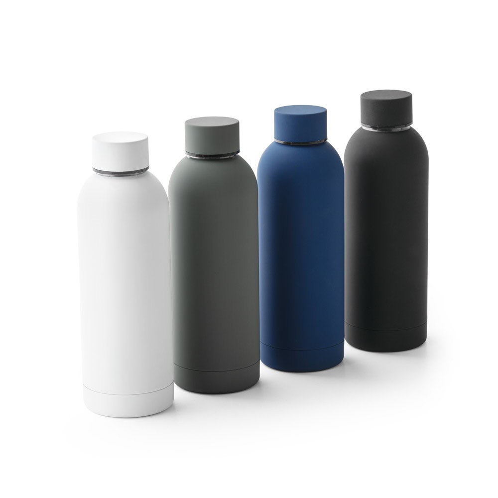 ODIN. Borraccia in acciaio inox (riciclata al 36%) con finitura in gomma 550ml