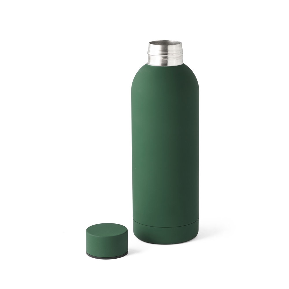 ODIN. Borraccia in acciaio inox (riciclata al 36%) con finitura in gomma 550ml