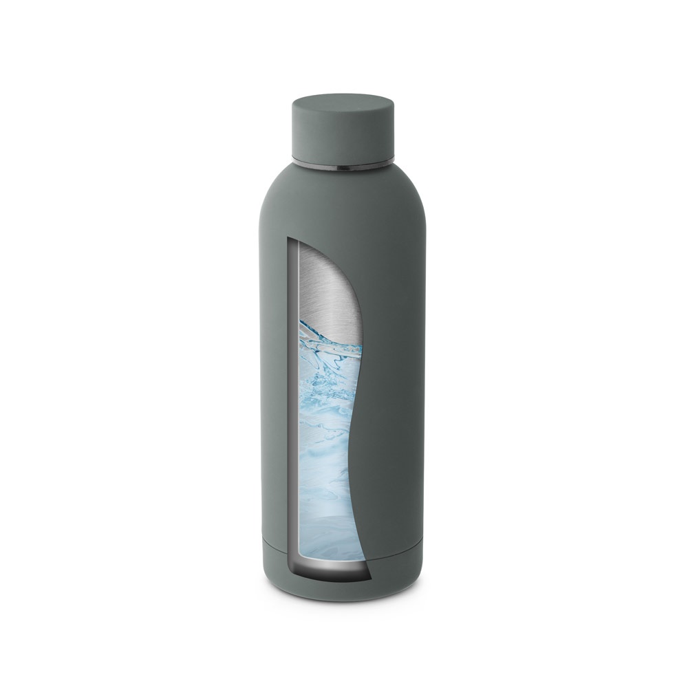 ODIN. Borraccia in acciaio inox (riciclata al 36%) con finitura in gomma 550ml