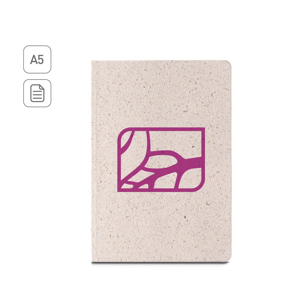 ORGANIC RIGID. Block notes A5 con copertina rigida fabbricata tramite la materia organica degli elefanti (80%)