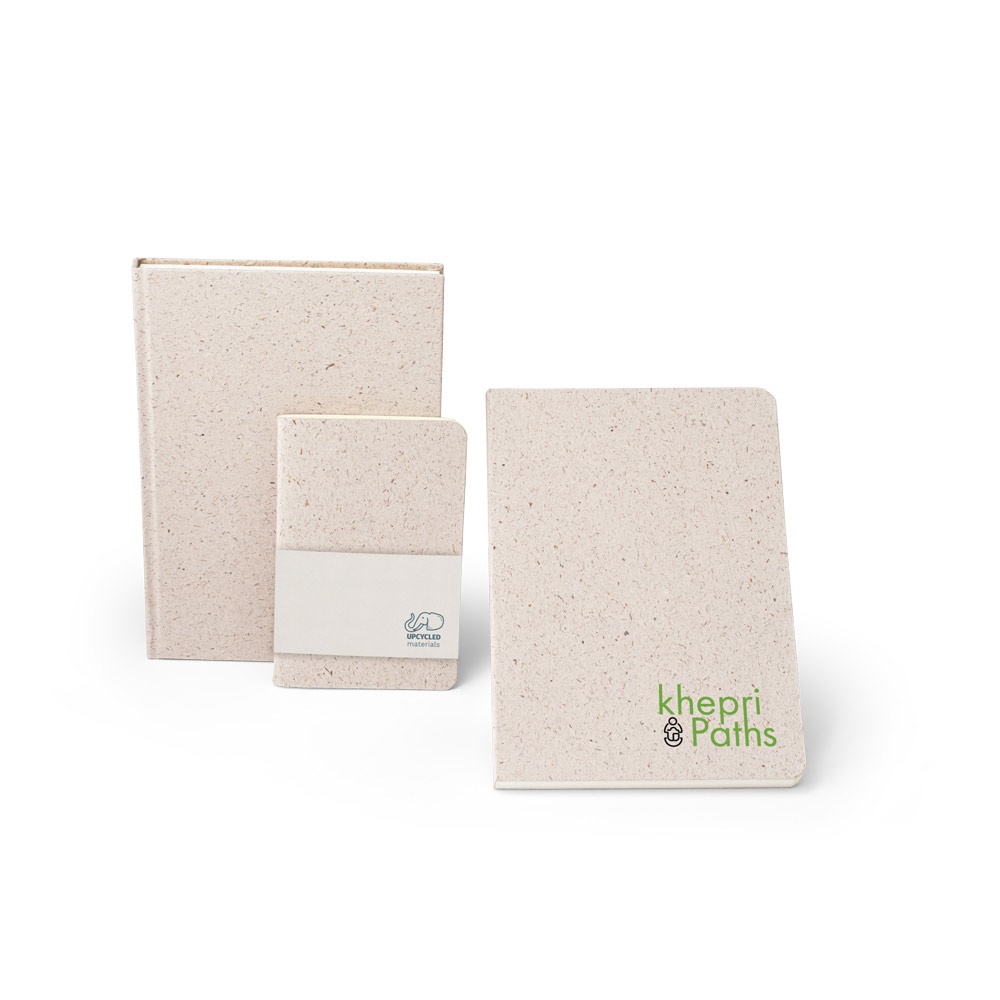 ORGANIC SEMI-RIGID. Block notes A5 con copertina semirigida fabbricata tramite materia organica degli elefanti (80%)