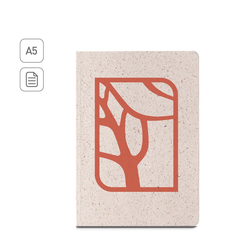 ORGANIC SEMI-RIGID. Block notes A5 con copertina semirigida fabbricata tramite materia organica degli elefanti (80%)