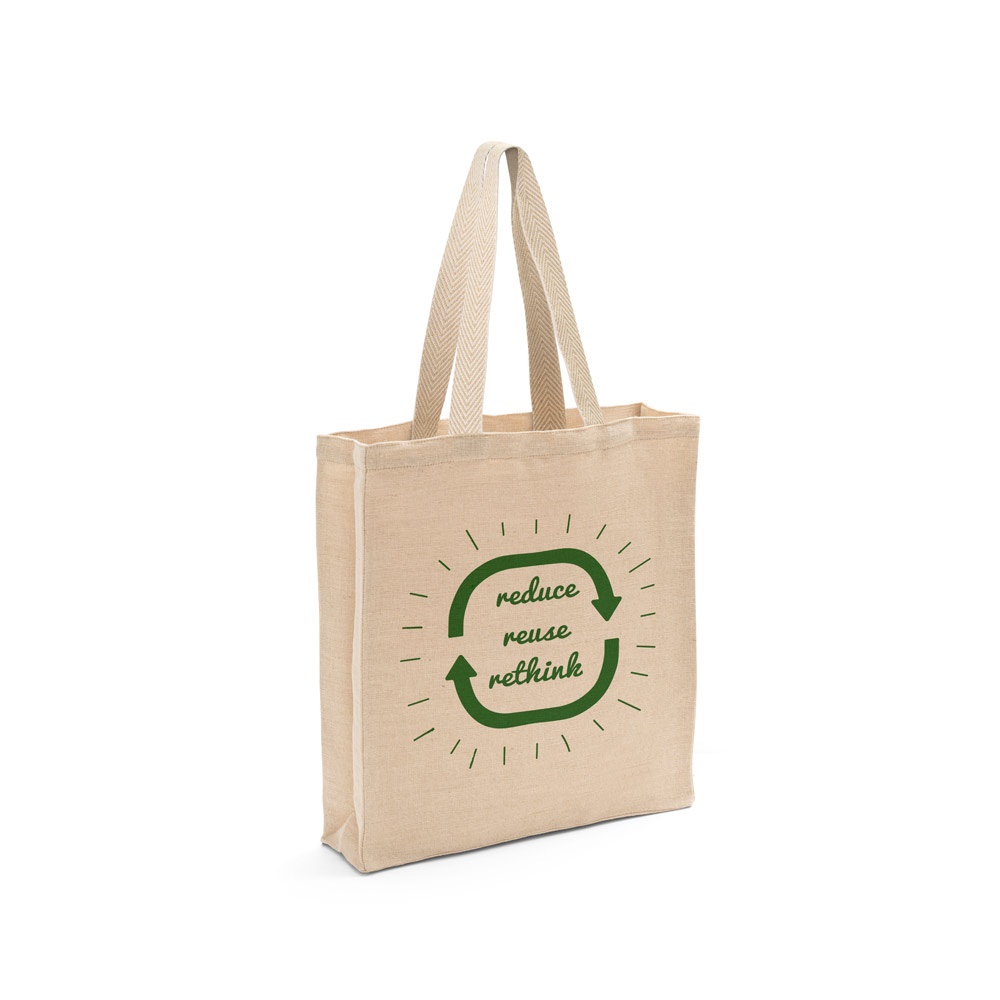 PADOVA. Borsa in juco (275 g/m²) con tasca interna 100% cotone (120 g/m²)