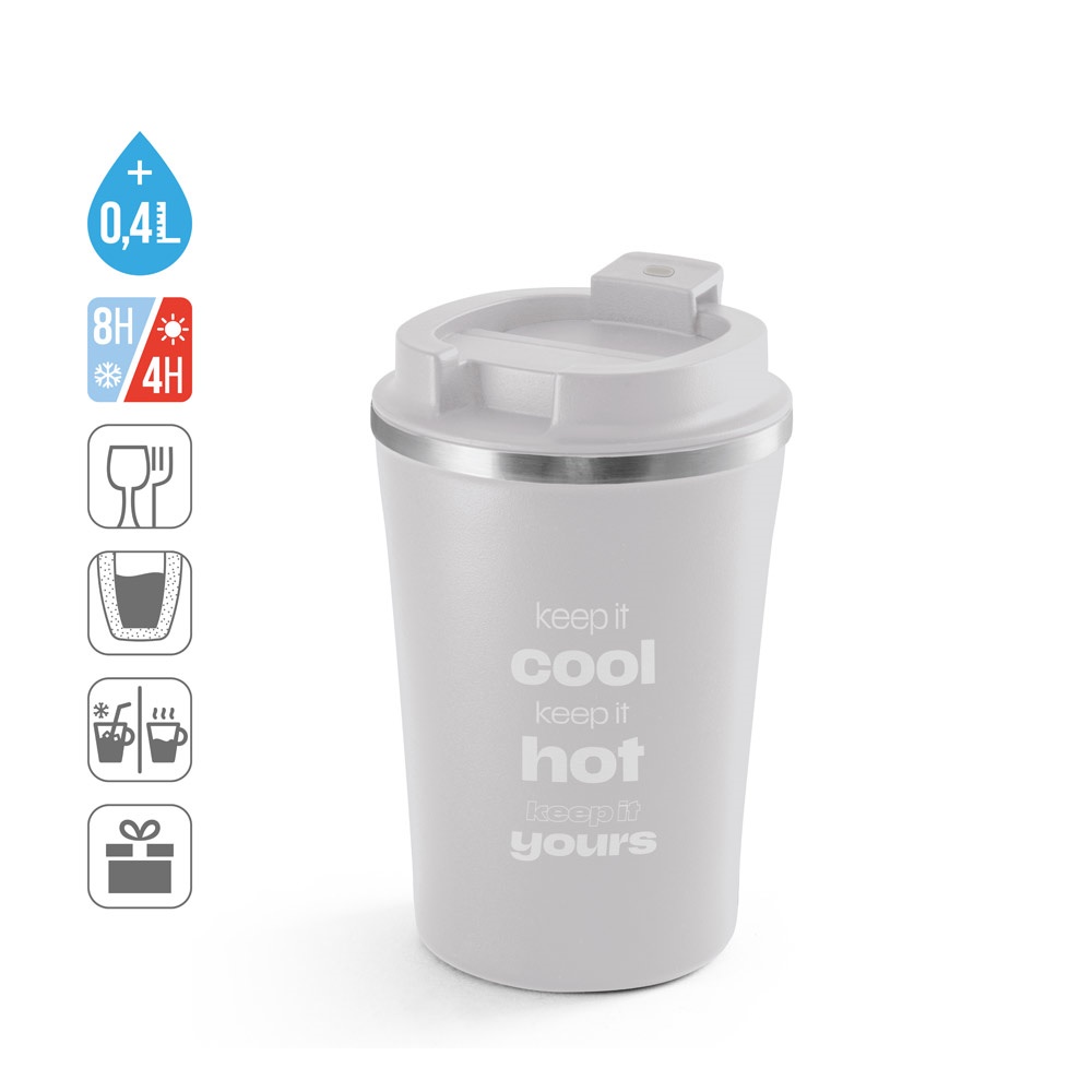 PHELPS CERAMIC. Bicchiere da viaggio in acciaio inossidabile con interno in ceramica 470 ml